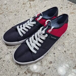 Tommy Hilfiger Sneakers Canvas Casual Shoes Red White Blue Mens Size‎ 11.5